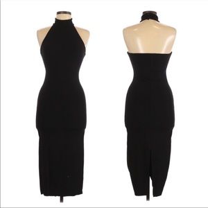 Olivaceous Halter Turtleneck Bodycon Midi Dress